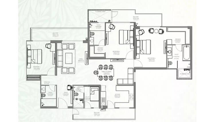 3 BHK 1455 Sq. Ft. Apartment in Godrej Palm Retreat 2