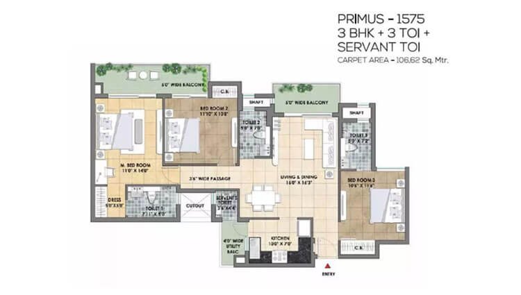 3 BHK 1575 Sq. Ft. Apartment in Tata Destination 150